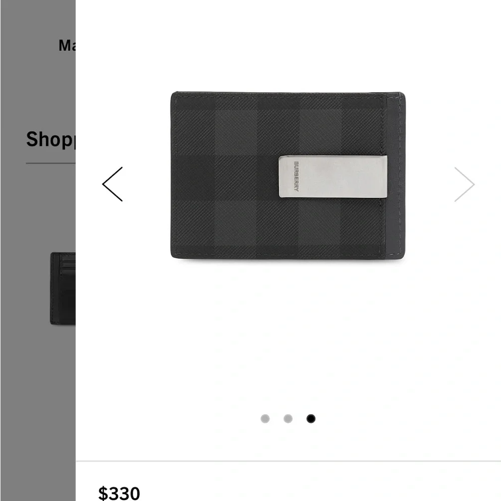 Burberry Black Check Card Holder with Money Clip